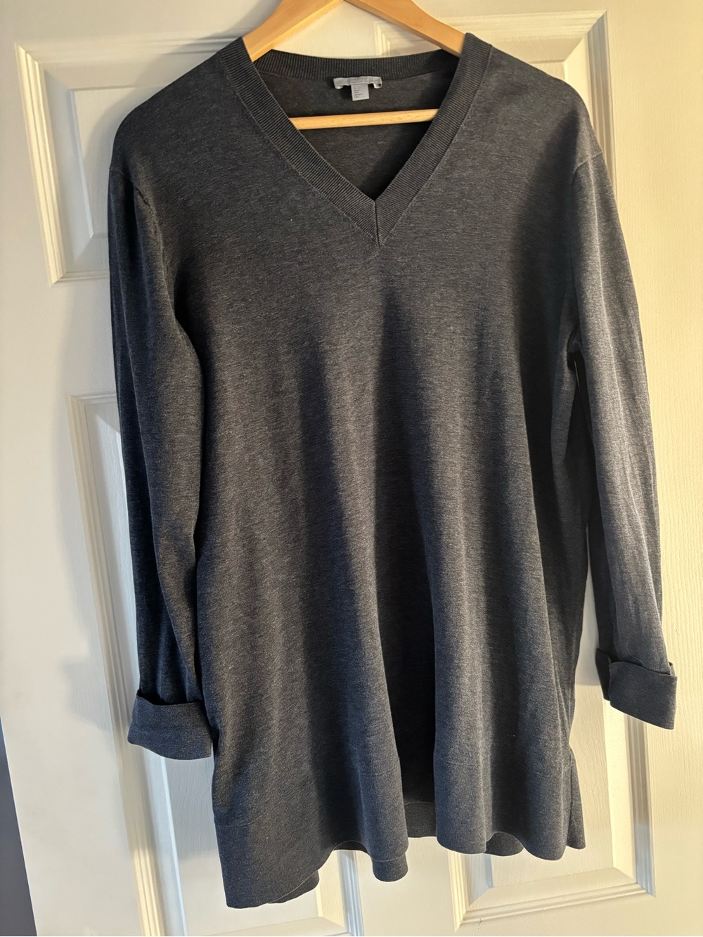 COS Dark Charcoal V-Neck Tunic sweater